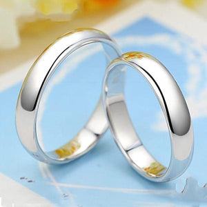 Men's 100% 925 Sterling Silver Round Plain Simple Wedding Couple Ring