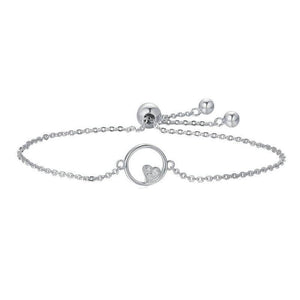 Women's 100% 925 Sterling Silver Round Heart Cubic Zircon Bracelet