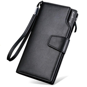 Men's Leather Multi-Function Cards Holder With Zipper Closure Wallet
