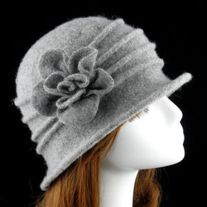 Women's 100% Wool Floral Winter Wear Warm Floppy Caps