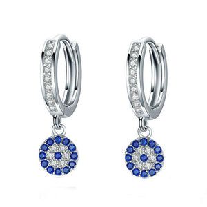 Women's 100% 925 Sterling Silver Round Blue Cubic Zircon Stud Earring