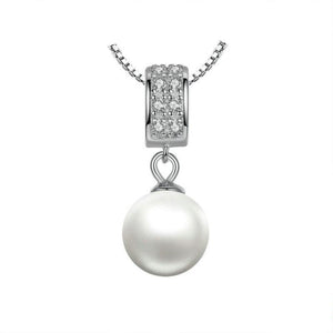 Women's 100% 925 Sterling Silver Square Zircon Drop Pearl Necklace