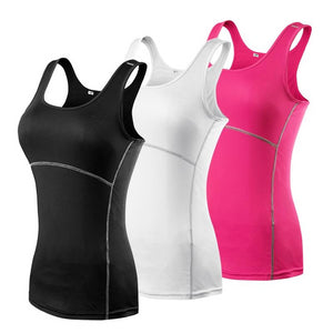 Women's Round Neck Plain Quick Dry Compression Workout Vests