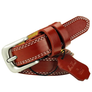 Women's Genuine Plain Leather Square Alloy Pin Buckle Closure Belts