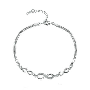 Women's 100% 925 Sterling Silver Infinity Cubic Zircon Bracelet