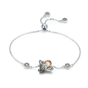 Women's 100% 925 Sterling Silver Honey Bee Shape Zircon Bracelet