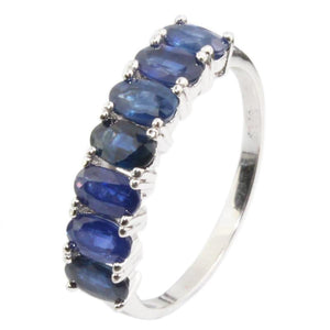Women's 100% 925 Sterling Silver Oval Sapphire Prong Ring