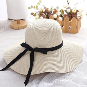 Women's Straw Linen Pattern Slip-On Brim Summer Wear Flare Hats