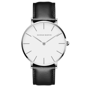 Men's Round Thin Leather Waterproof Quartz Wrist Watch
