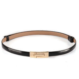 Women's Thin Leather Plain Strap Alloy Automatic Buckle Waist Belts