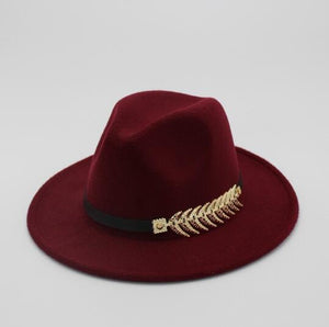 Men's Round Plain Plush Alloy Belt Wrap Casual Wear Brim Hats