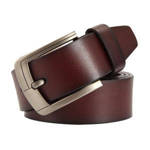 Men's Genuine Leather Plain Square Alloy Pin Buckle Closure Belts