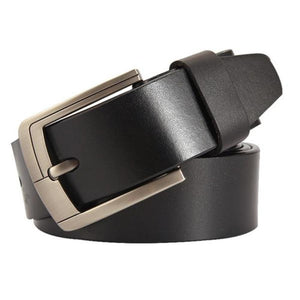 Men's Solid Genuine Leather Plain Waist Strap Alloy Pin Buckle Belts