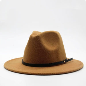 Men's Round Plain Plush Adjustable Belt Wrap Casual Wear Brim Hats