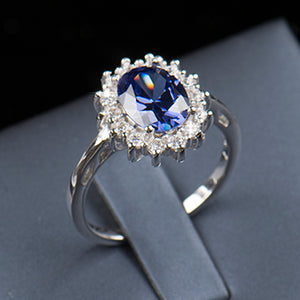 Women's 100% 925 Sterling Silver Oval Cubic Zircon Wedding Ring