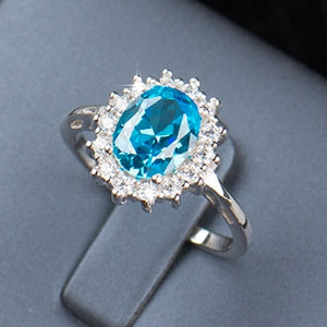 Women's 100% 925 Sterling Silver Oval Cubic Zircon Wedding Ring