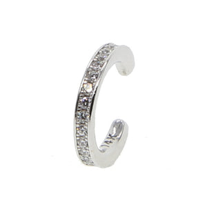 Women's 100% 925 Sterling Silver Round Zircon Ear Cuff Clip Earrings