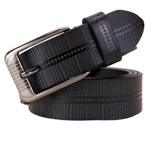 Women's Genuine Leather Linen Patchwork Alloy Pin Buckle Belts