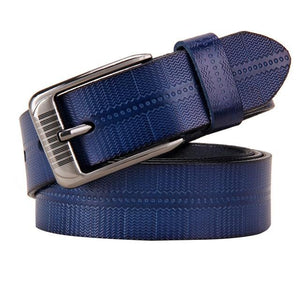 Women's Genuine Leather Linen Patchwork Alloy Pin Buckle Belts