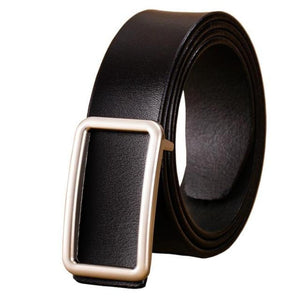 Women's Genuine Plain Leather Square Alloy Buckle Waistband Belts