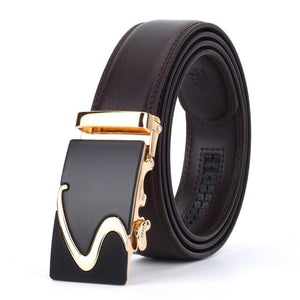Men's Genuine Leather Strap Alloy Automatic Buckle Formal Belts