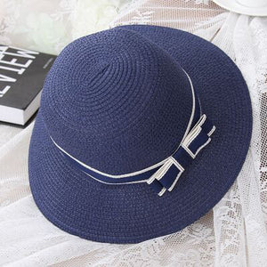 Women's Round Straw Bow-Knot Ribbon Large Wide Summer Hats