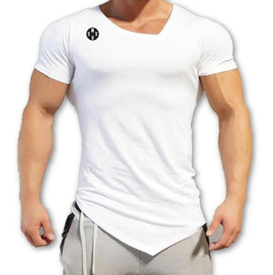 Men's V-Neck Short Sleeve Quick-Dry Plain Pattern Workout T-Shirt