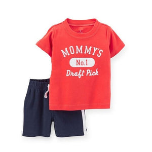Baby Boy's Short Sleeves Cartoon Print T-Shirt With Shorts Set