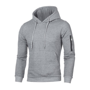 Men's High Neck Long Sleeve Plain Slit Pocket Hooded Winter Sweater