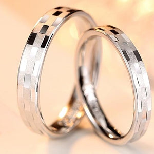 Women's 100% 925 Sterling Silver Geometric Pattern Couple Set Ring
