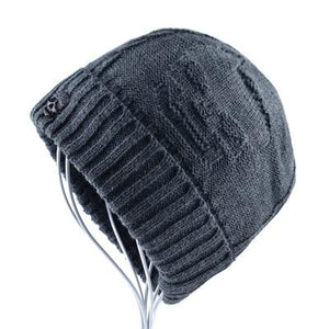 Men's Cloth Linen Pattern Neck Strap Knitted Winter Wear Hats