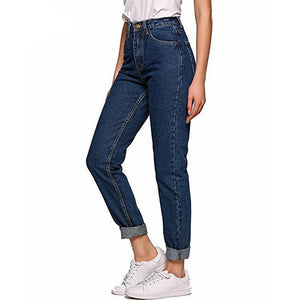 Women's High Waist Stretchy Plain Zipper Closure Pocket Jeans