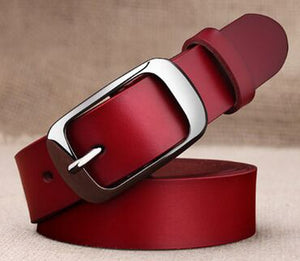 Women's Thin Genuine Leather Alloy Pin Buckle Closure Casual Belts