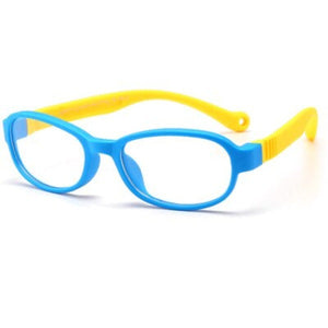 Kid's Oval Clear Lens Thin Colorful Frame Optical Sunglasses