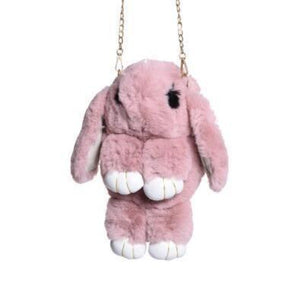 Kid's Soft Plush Rabbit Fur Patchwork Shoulder Chain Holder Bags