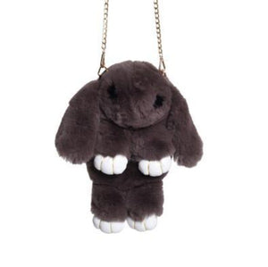 Kid's Soft Plush Rabbit Fur Patchwork Shoulder Chain Holder Bags