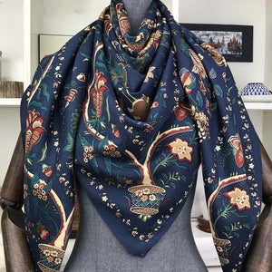 Women's Silk Square Floral Printed Neck Wrap Casual Wear Scarf