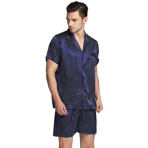 Men's Turn-down Collar Long Sleeve Button Shirt With Short Set