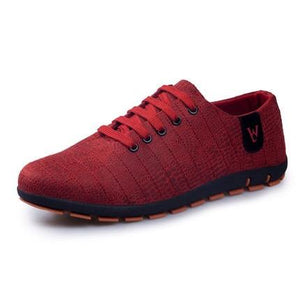 Men's Round Toe Leather Linen Patchwork Cross Lace-Up Shoes