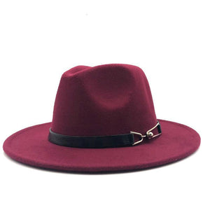 Women's Round Plush Plain Alloy Buckle Belt Strap Vintage Hats
