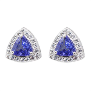 Women's 100% 925 Sterling Silver Trillion Cut Emerald Zircon Earrings