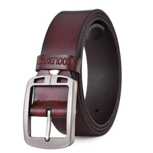 Men's Genuine Leather Plain Square Alloy Pin Buckle Vintage Belts