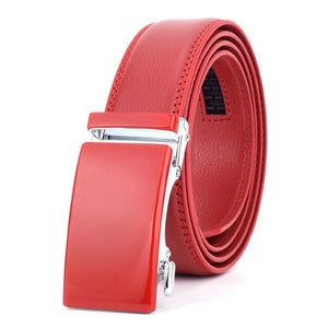 Men's Split Leather Plain Strap Ratchet Automatic Buckle Belts