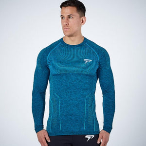 Men's O-Neck Long Sleeves Quick Dry Compression Gym Wear Shirt