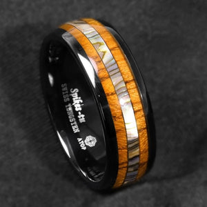 Men's 100% Tungsten Carbide Round Wood Pattern Wedding Stud Ring