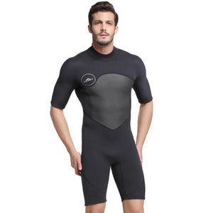 Men's Round Neck Short Sleeve Plain Quick Dry Swimwear Jumpsuit