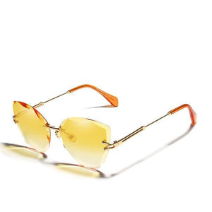 Women's Colorful Lens Thin Alloy Frame Vintage Rimless Sunglasses