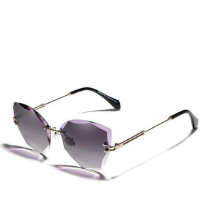 Women's Colorful Lens Thin Alloy Frame Vintage Rimless Sunglasses