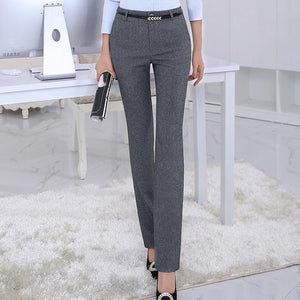 Women's Low Waist Plain Button Zipper Side Pocket Formal Pants
