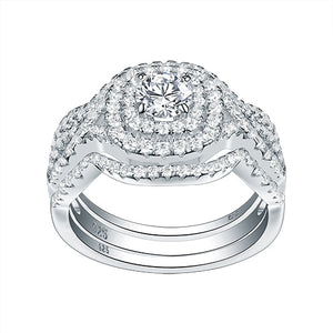 Women's 100% 925 Sterling Silver Round Cubic Zircon Wedding Ring
